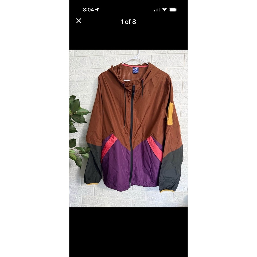 Without Walls Hooded Windbreaker Jacket Mens Large Multicolor BTSWW-001